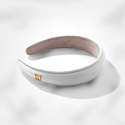 Limited Edition White Leather Puffed Headband FW24