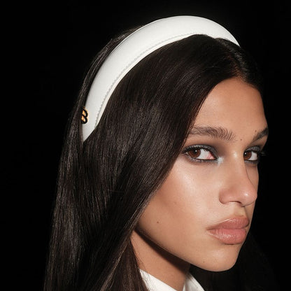 Limited Edition White Leather Puffed Headband FW24