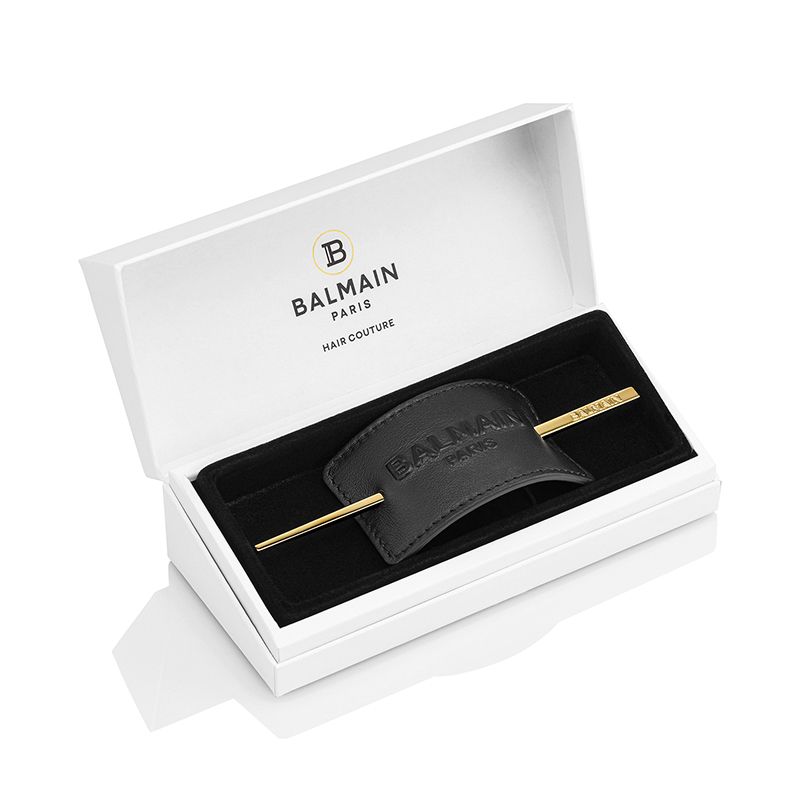 Genuine Leather Signature Hair Barrette Black - Balmain Paris Hair Couture