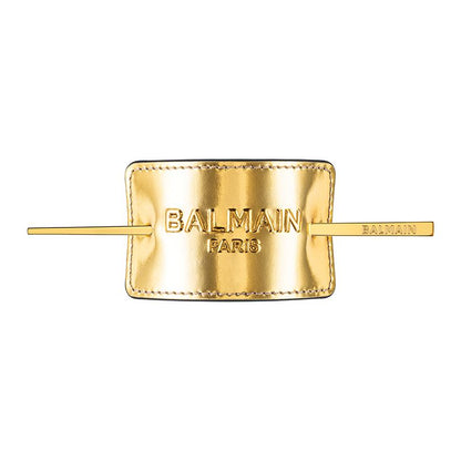 Genuine Leather Signature Hair Barrette Gold - Balmain Paris Hair Couture